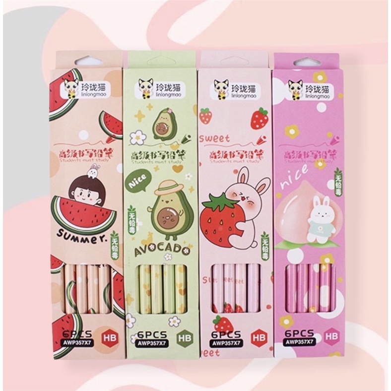 Hộp Set 6 Cây Bút Chì HB Kiểu Dễ Thương