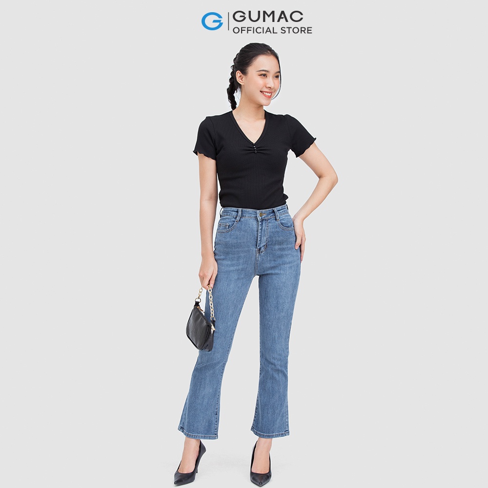 [Mã WABRGUM giảm 10% tối đa 30K đơn 99K] Quần jeans nữ ống loe GUMAC QJC05015 form skiny trẻ trung
