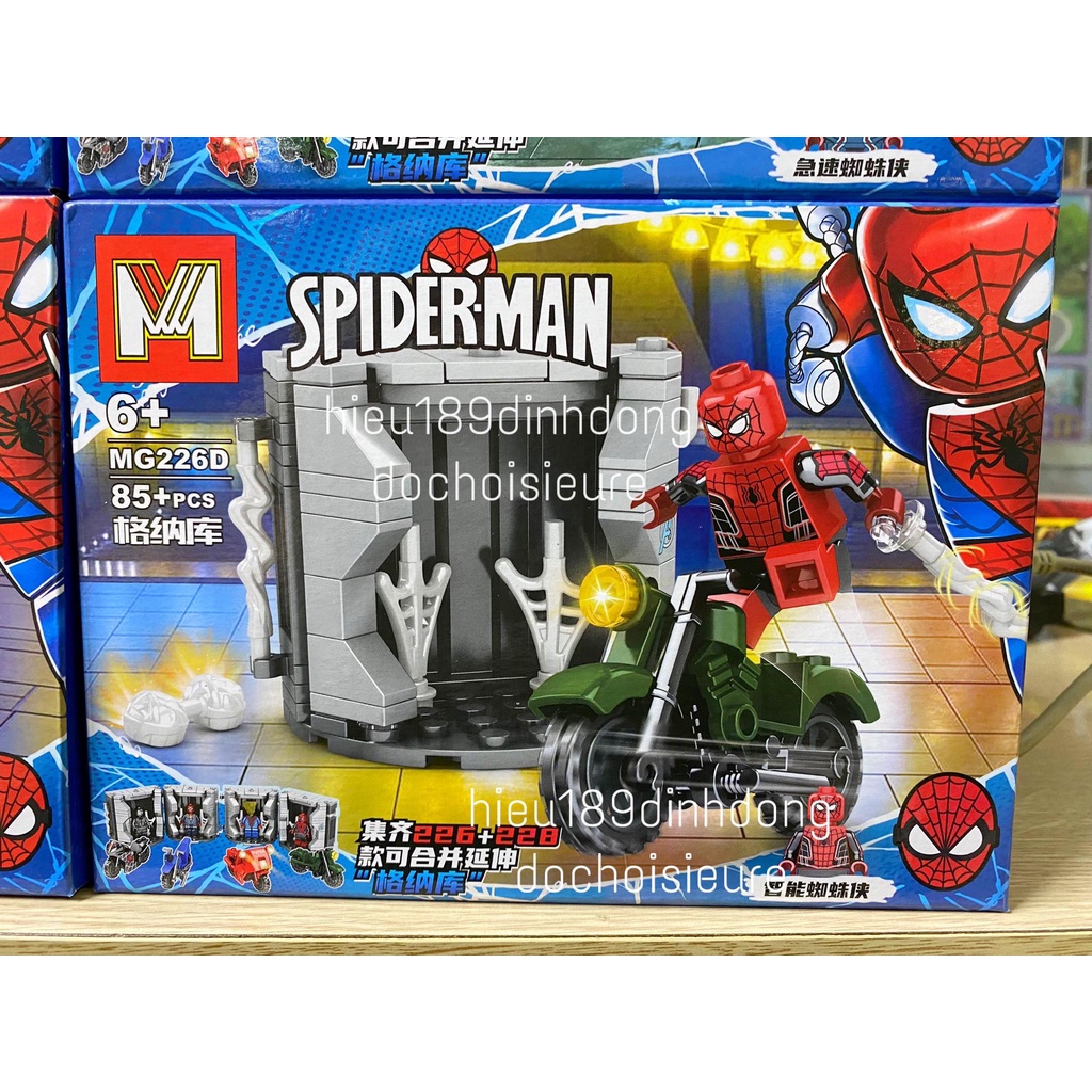Lắp Ráp xếp hình siêu anh hùng 4 hộp người nhện spider man mg226
