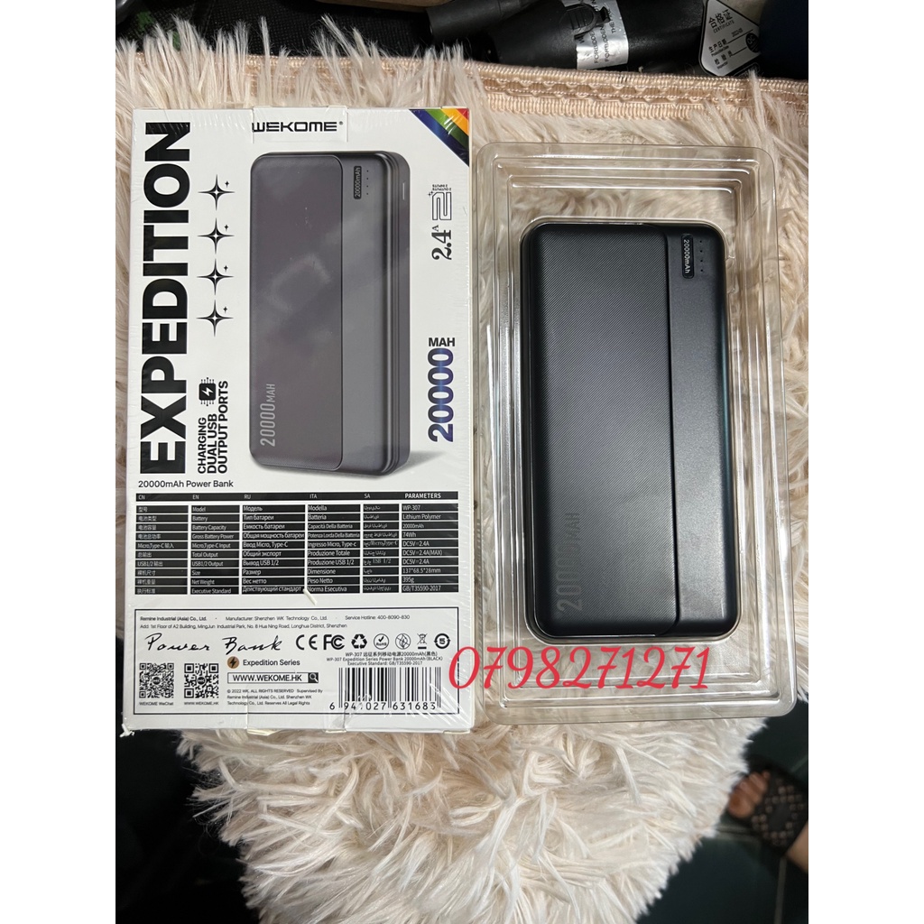 CHÍNH HÃNG  SẠC PIN DỰ PHÒNG TÍCH HỢP MÀN HÌNH LED SẠC NHANH 37W DUNG LƯỢNG 10000 20000 30000 mAH WK 307 / 305 / 317