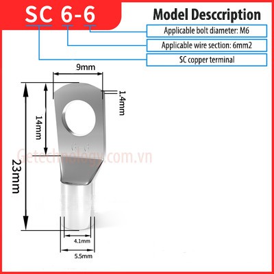 1 chiếc Đầu cốt trần, ĐẦU CỐT ĐỒNG SC6-6 SC6-8 SC10-6 SC10-8 VÀ SC16-8 SC16-10