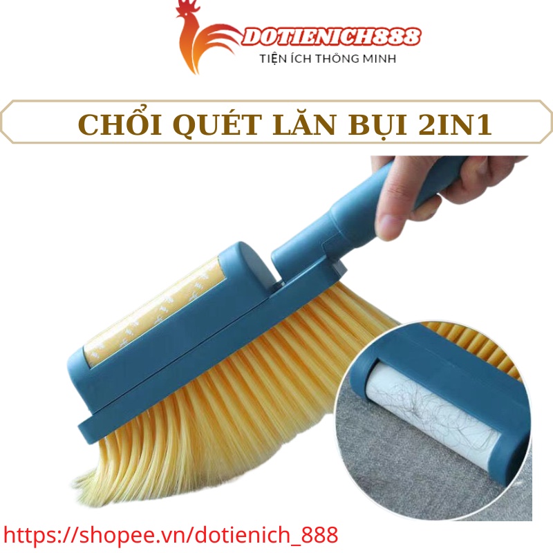 Chổi lăn bụi 2in1 đa năng vệ sinh sofa cửa sổ bàn ghế giường thông minh chất liệu nhưa PP chắc chắn