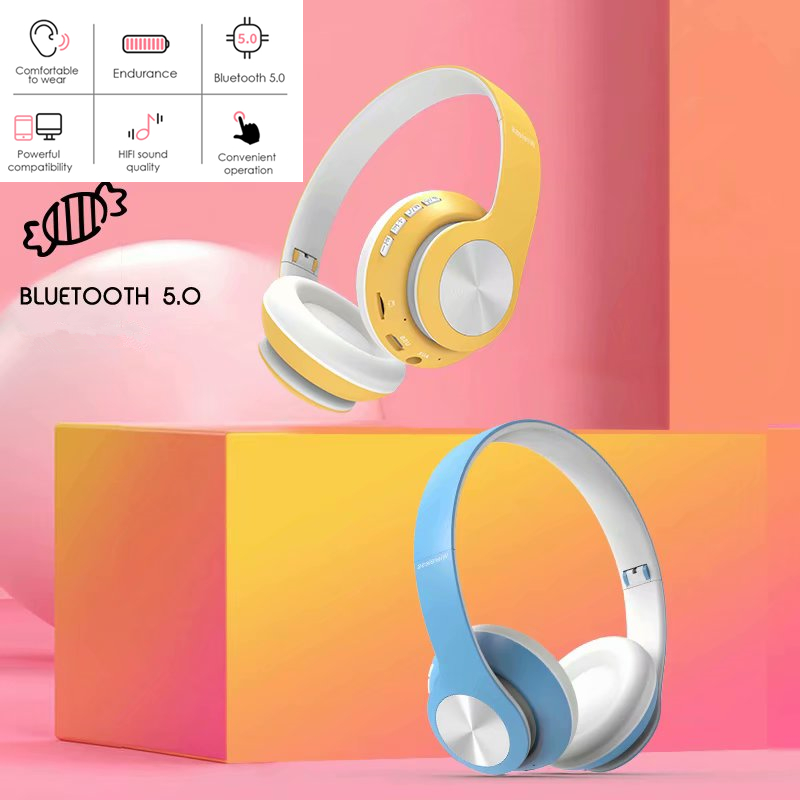 Tai Nghe Bluetooth Không Dây 5.0 66bt Lwe Macaron Có Micro Hỗ Trợ Thẻ Nhớ Tf