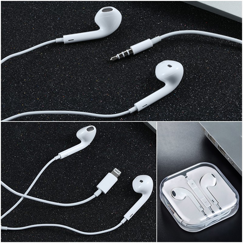 Tai Nghe Nhét Tai Jack 3.5mm Âm Thanh Siêu Trầm Có Micro Và Cổng lightning type c Cho iphone / ipad android