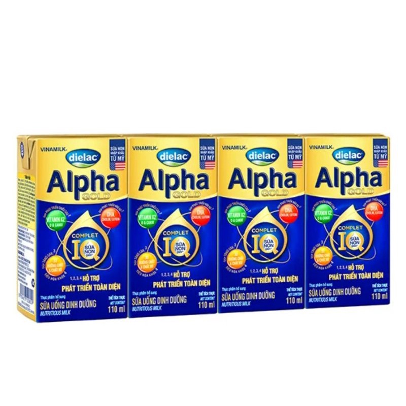 Sữa bột pha sẵn Dielac Alpha Gold IQ 110ml - Lốc 4 hộp x 110ml