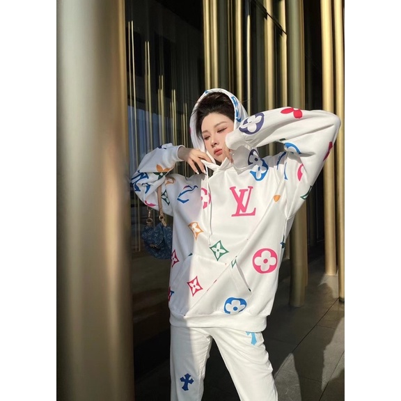Áo hoodie mỏng cho nữ hoạ tiết chữ nhiều màu thương hiệu thời trang cao cấp Louis Vuitton LV
