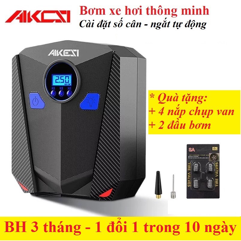 Máy bơm lốp ô tô, xe hơi điện tử thông minh tự ngắt AIKESI (QUÀ TẶNG)