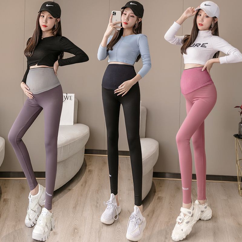 Quần Dài Eo Co Giãn Không Đường May Tập Yoga Thời Trang Xuân Thu Cho Mẹ Bầu