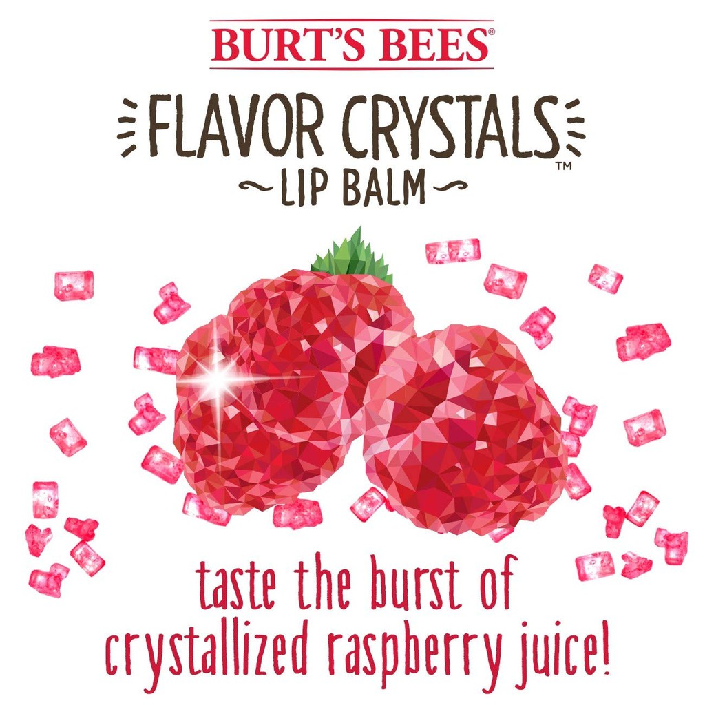 Son dưỡng môi thiên nhiên Burt's Bees Flavor Crystals 100% Natural Lip Balm Red Raspberry 0.16oz (Mỹ)