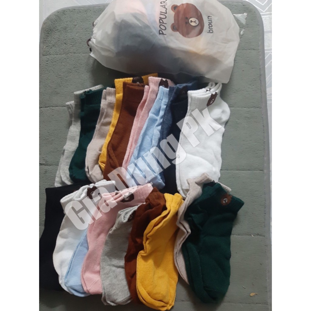 Bộ 10 đôi vớ cotton hình gấu brown mới nhiều màu