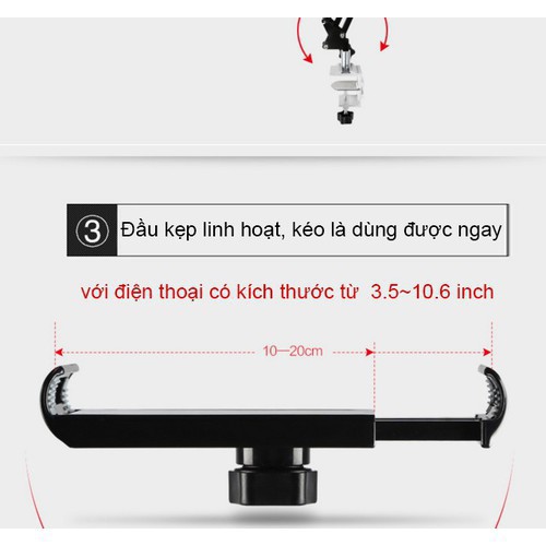 Giá đỡ điện thoại, máy tính bảng kẹp đầu giường kẹp bàn đa năng | BigBuy360 - bigbuy360.vn