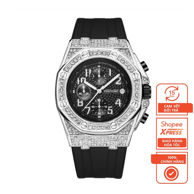 Đồng Hồ Nam Pin Time Chính Hãng Phiên Bản Đính Đá Size 41mm Chạy 3 Máy 6 Kim Dây Thơm Hương Vani