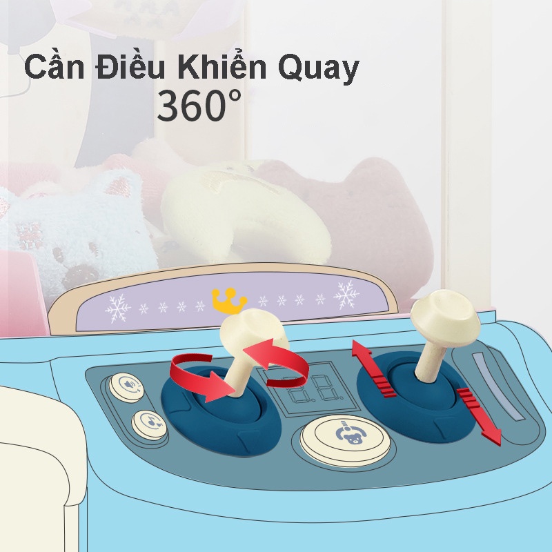 Máy Gắp Thú Bông Mini Dành Cho Bé Kích Thước Lớn Kèm Xu Đếm Thời Gian, Có Nhạc Có Đèn Sẵn Nhiều Thú Bông Cho Trẻ Em