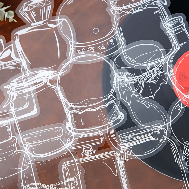 Bộ 20 Miếng Dán PET Trong Suốt Chống Thấm Nước Phong Cách Retro Độc Đáo DIY