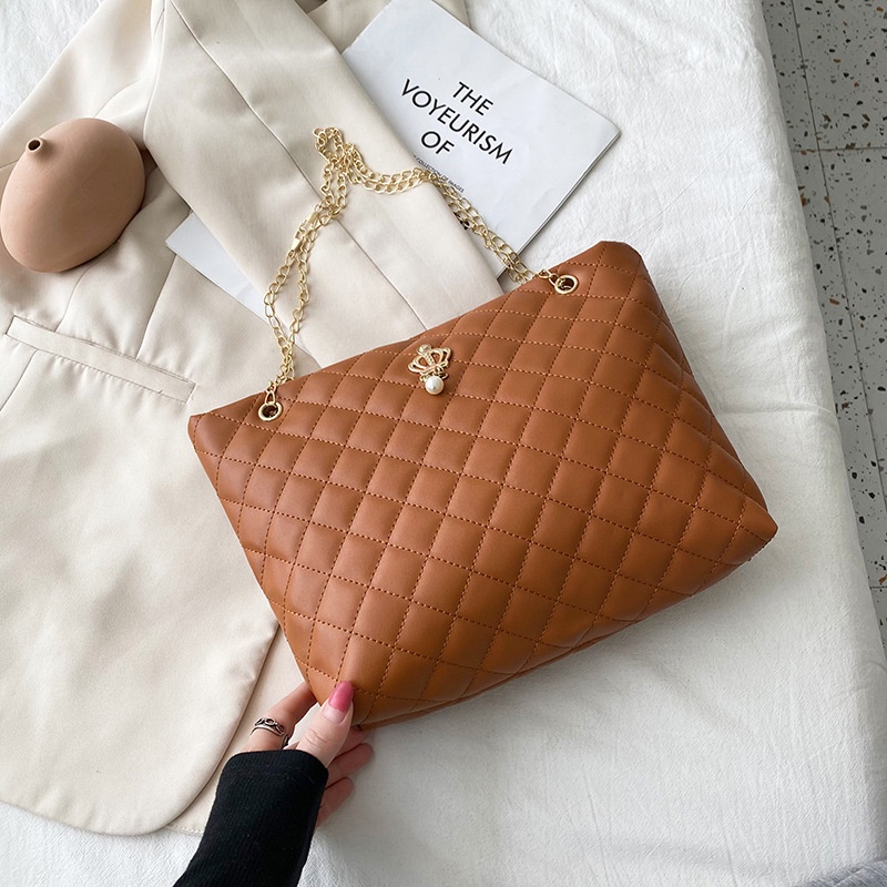 Túi Tote Đeo Vai Thêu Họa Tiết Hình Thoi Đơn Giản Thời Trang Mùa Hè 2022 Cho Nữ