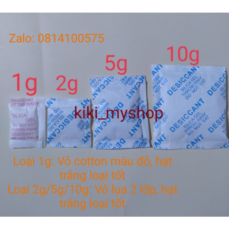 100gr gói hút ẩm silicagel loại 1g/2g/5g/10g chống ẩm sách truyện, máy ảnh