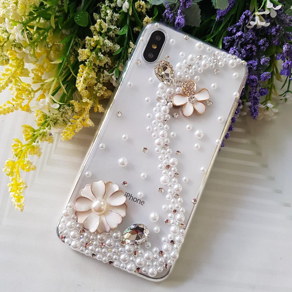 Ốp lưng handmade đính đá hoa chữ S