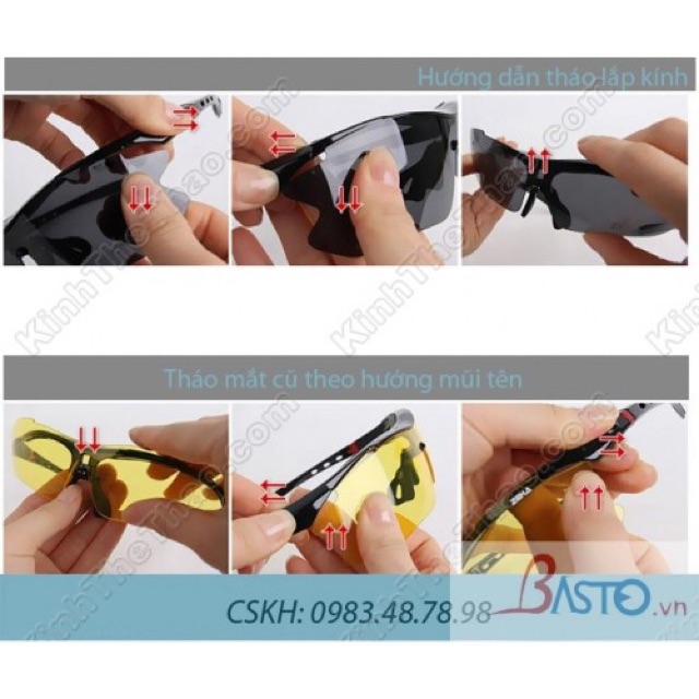 Bộ Kính Thể Thao 5 Tròng Basto BS102 Đen Tuyền | BigBuy360 - bigbuy360.vn