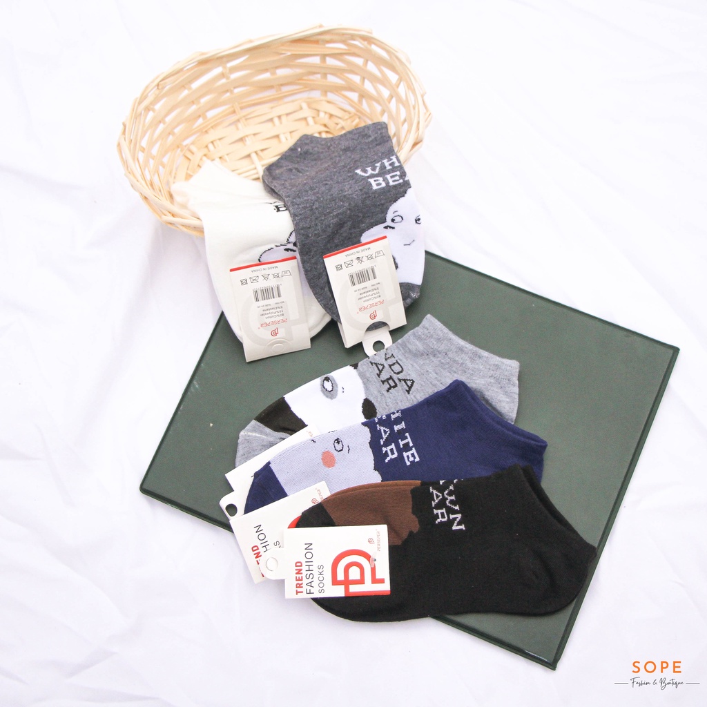 Tất vớ cổ ngắn nam nữ họa tiết hình gấu dễ thương - Sope Shop