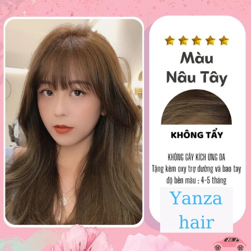 Thuốc nhuộm tóc Nâu Tây , Nâu Trà Sữa tặng găng tay mũ chùm oxi trợ nhuộm | Yanzahair