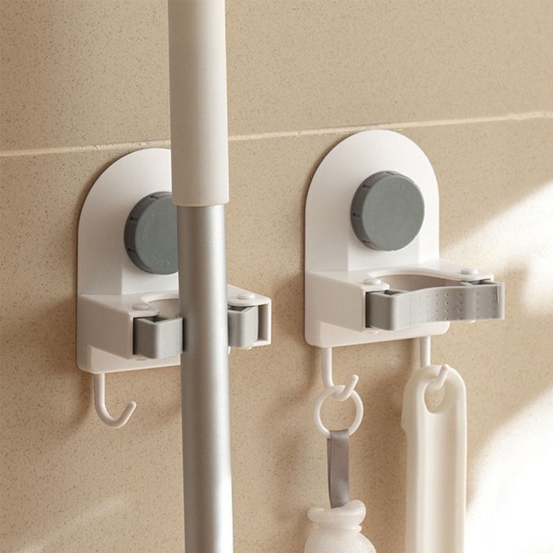 Giá Đỡ Cây Lau Nhà Gắn Tường Kèm Móc Treo Tiện Dụng Cho Phòng Tắm / Nhà Bếp