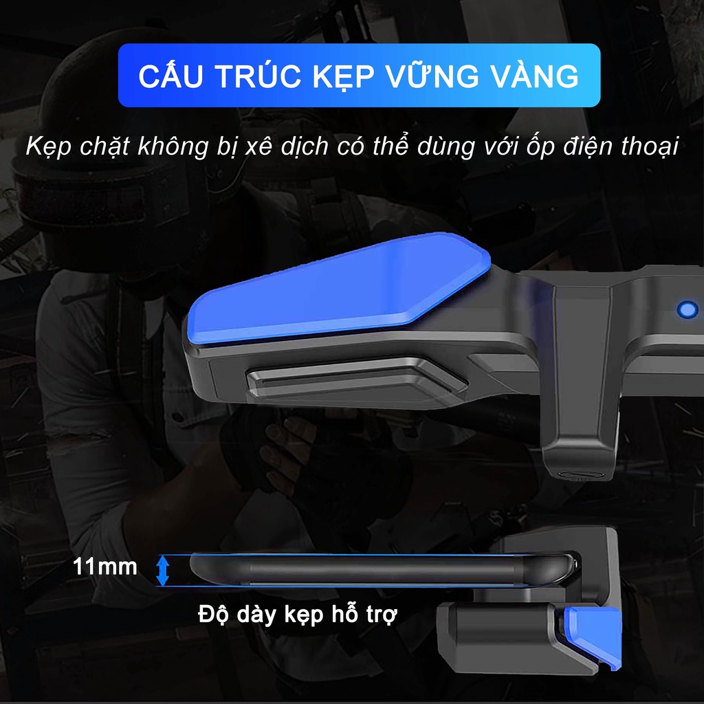 Tay cầm chơi game điện thoại SIDOTECH AK01 hỗ trợ auto tap ghìm tâm chơi pubg freefire ros thao tác 4 - 6 ngón dễ dàng