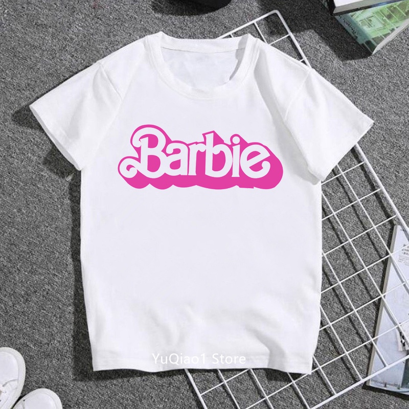 Áo Thun Tay Ngắn In Hình Búp Bê Barbie Dễ Thương Thời Trang Thu Đông Cho Bé Gái