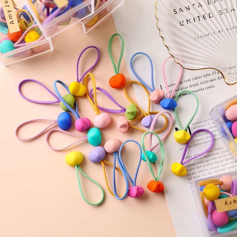 Set 10 Dây Buộc Tóc Co Giãn Đính Hạt Cho Bé Gái