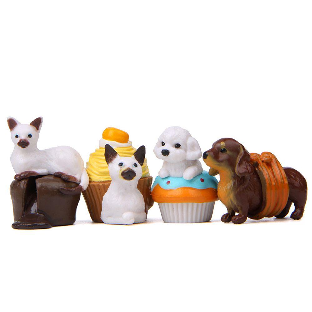 Set 5 / 4 Chậu Hoa Resin Mini Hình Chú Chó Để Bàn Trang Trí Nhà Cửa / Ban Công / Sân Vườn
