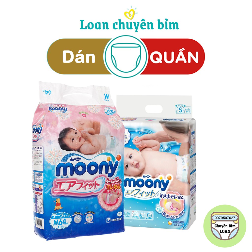 Bỉm Moony Natural 💝FREESHIP💝 Moony Natural Nội Địa Chính Hãng - Bỉm Moony Dán/Quần Đủ Size NB63/S58/M48/L36/XL32