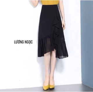 Chân váy chữ a phối voan