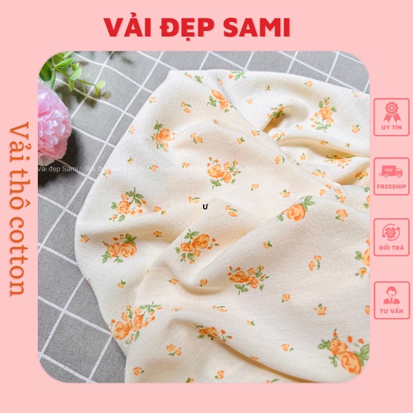 ⚡Siêu rẻ⚡ Vải thô xốp hoa nhí 100% cotton mềm mát, có giãn dễ chịu