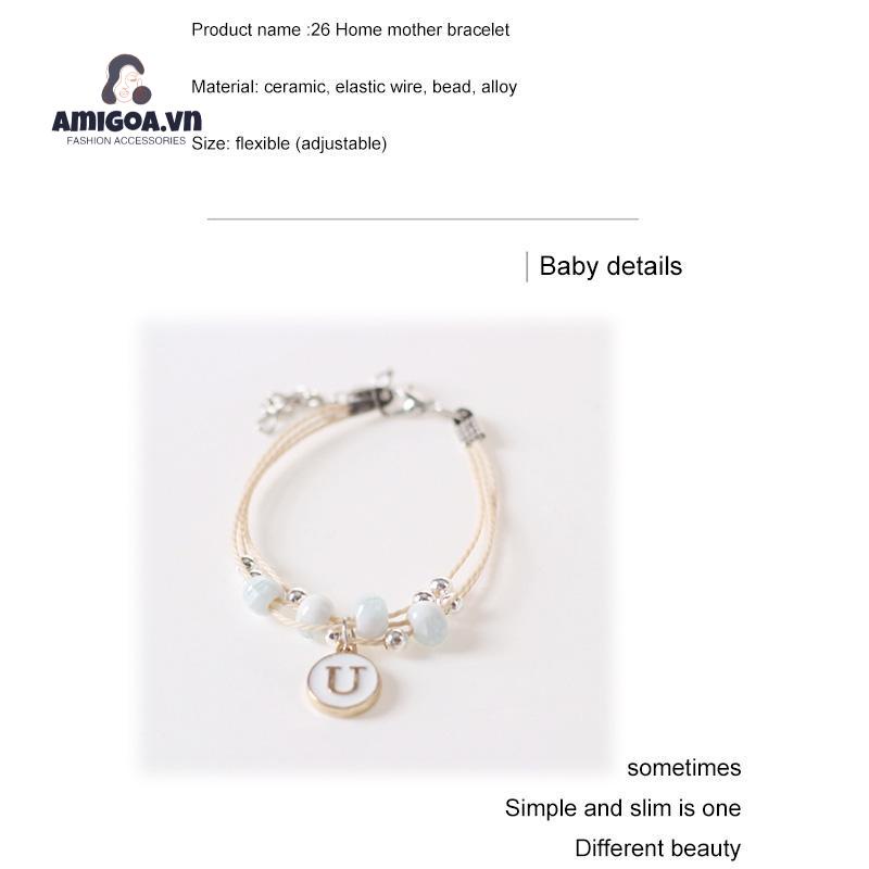 Vòng Đeo Tay Bằng Gốm Họa Tiết Chữ Dễ Thương Bắt Mắt Sành Điệu