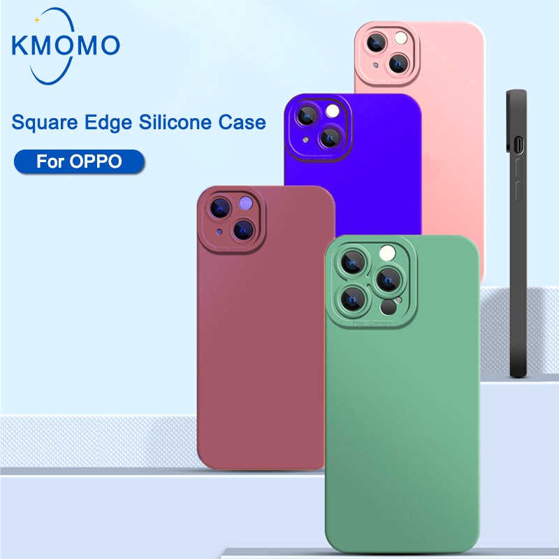 Ốp điện thoại viền vuông hồng cho OPPO A9 2020 A53 A91 A31 A37 A33 A32 A73 A93 A1k TPU trơn dẻo mềm