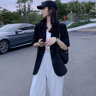 Áo khoác blazer tay ngắn dáng rộng thời trang cho nữ
