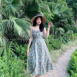 Váy hoa 2 dây nơ