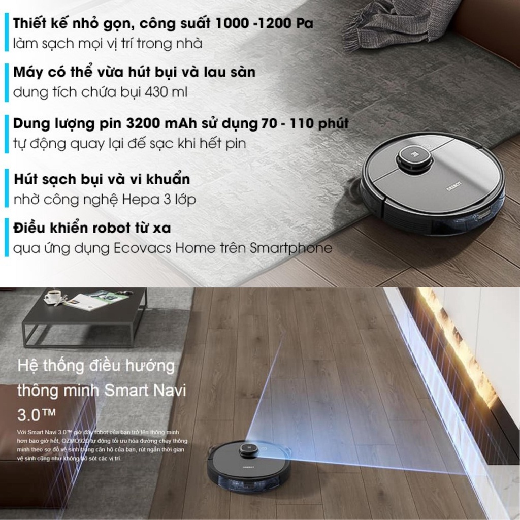 Robot hút bụi lau nhà ECOVACS DEEBOT OZMO 920 - Hàng chính hãng (BẢN QUỐC TẾ)