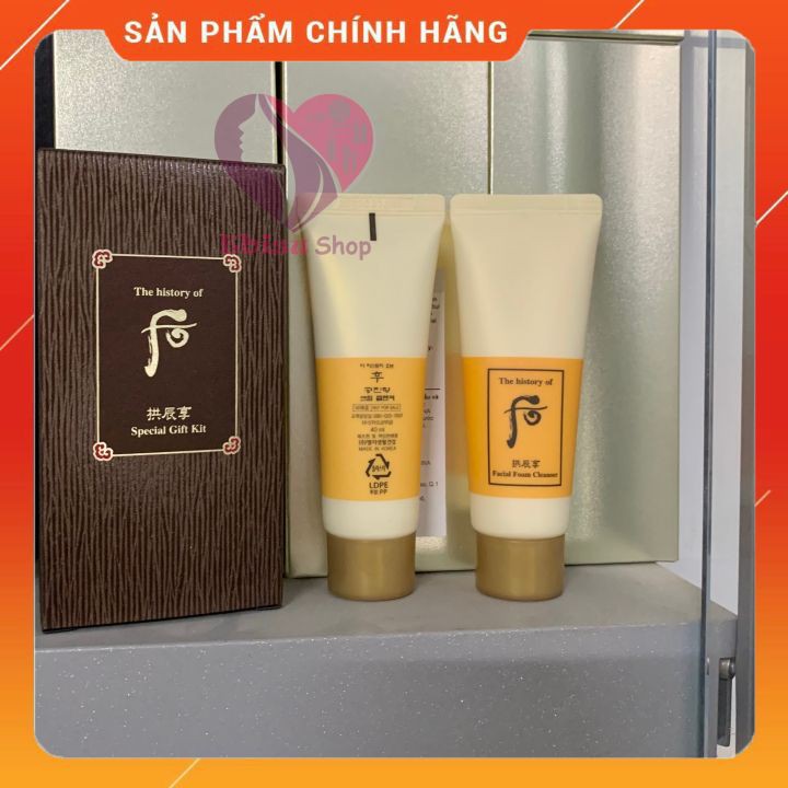 Sét sữa rửa mặt + kem tẩy trang whoo vàng 40ml*2
