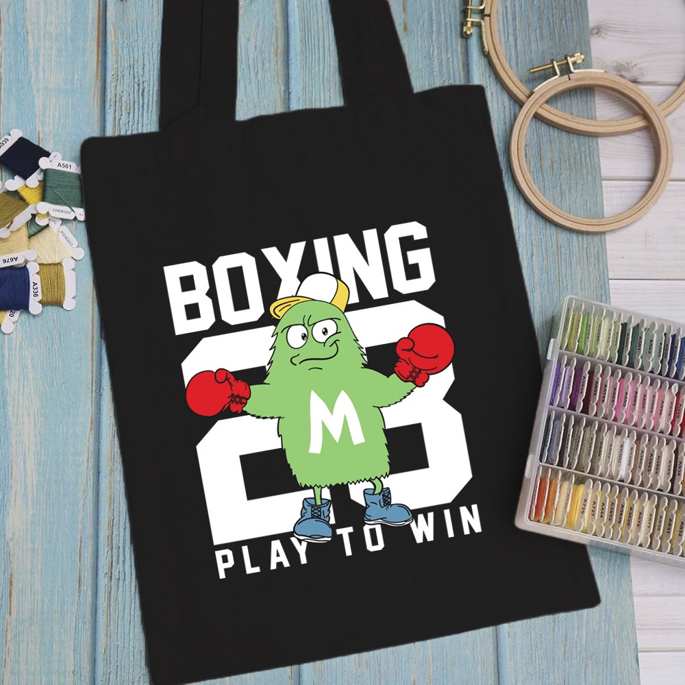 Túi vải, túi Tote (màu đen) TRẺ EM VUI NHỘN - Mẫu 3 vải canvas dày đẹp cho nữ có khóa miệng đi học đi chơi.