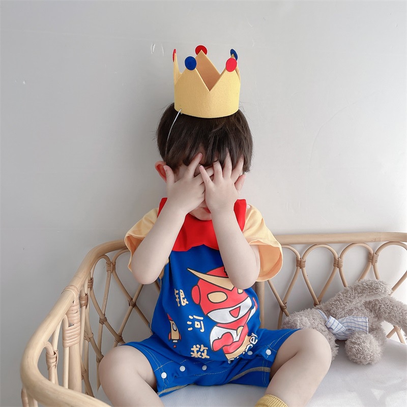 Bộ Áo Liền Quần Tay Ngắn Bằng Vải Cotton Hữu Cơ Dễ Thương Dành Cho Bé Trai Gái Sơ Sinh 0-24 Tháng Tuổi