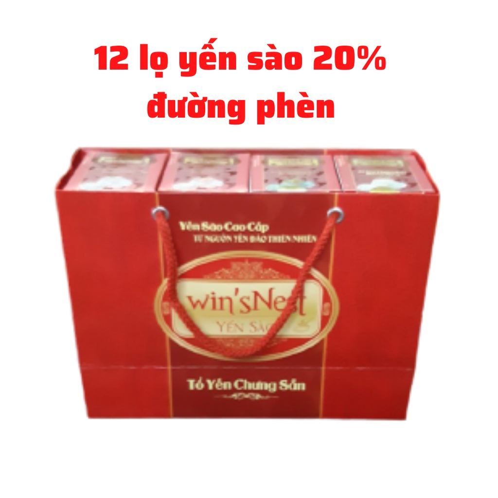 Combo 12 lọ Yến sào cao cấp win'sNest tổ yến chưng sẵn đường phèn 20% (70 ml/ lọ) phù hợp cho mọi đối tượng.