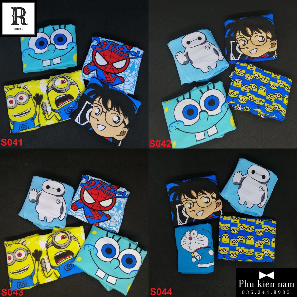 [Hộp] Combo 4 Quần Lót Nam Boxer Quần Sịp HOẠT HÌNH Doremon, Conan, Spiderman S041