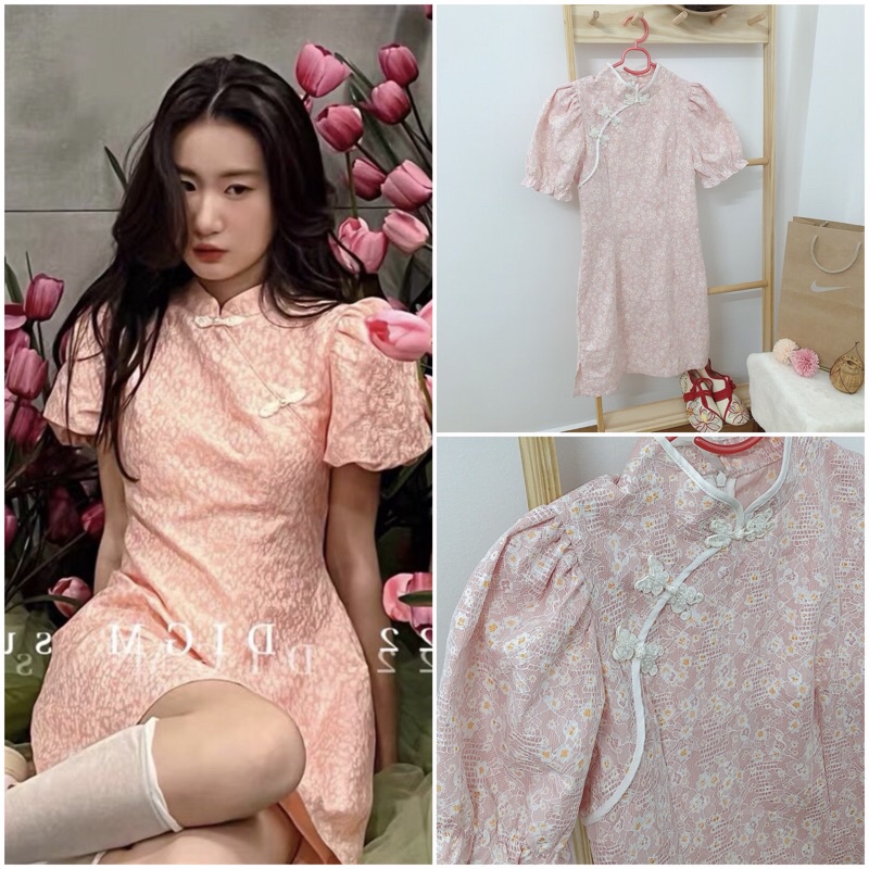 Sườn xám lỡ tiểu thư xanh bơ siêu cực phẩm