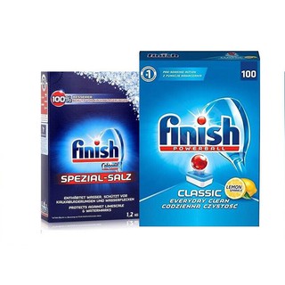 Combo Viên Rửa Bát Finish 100 VIên + Muối rửa bát Finish 1.2kg Dùng Cho Máy