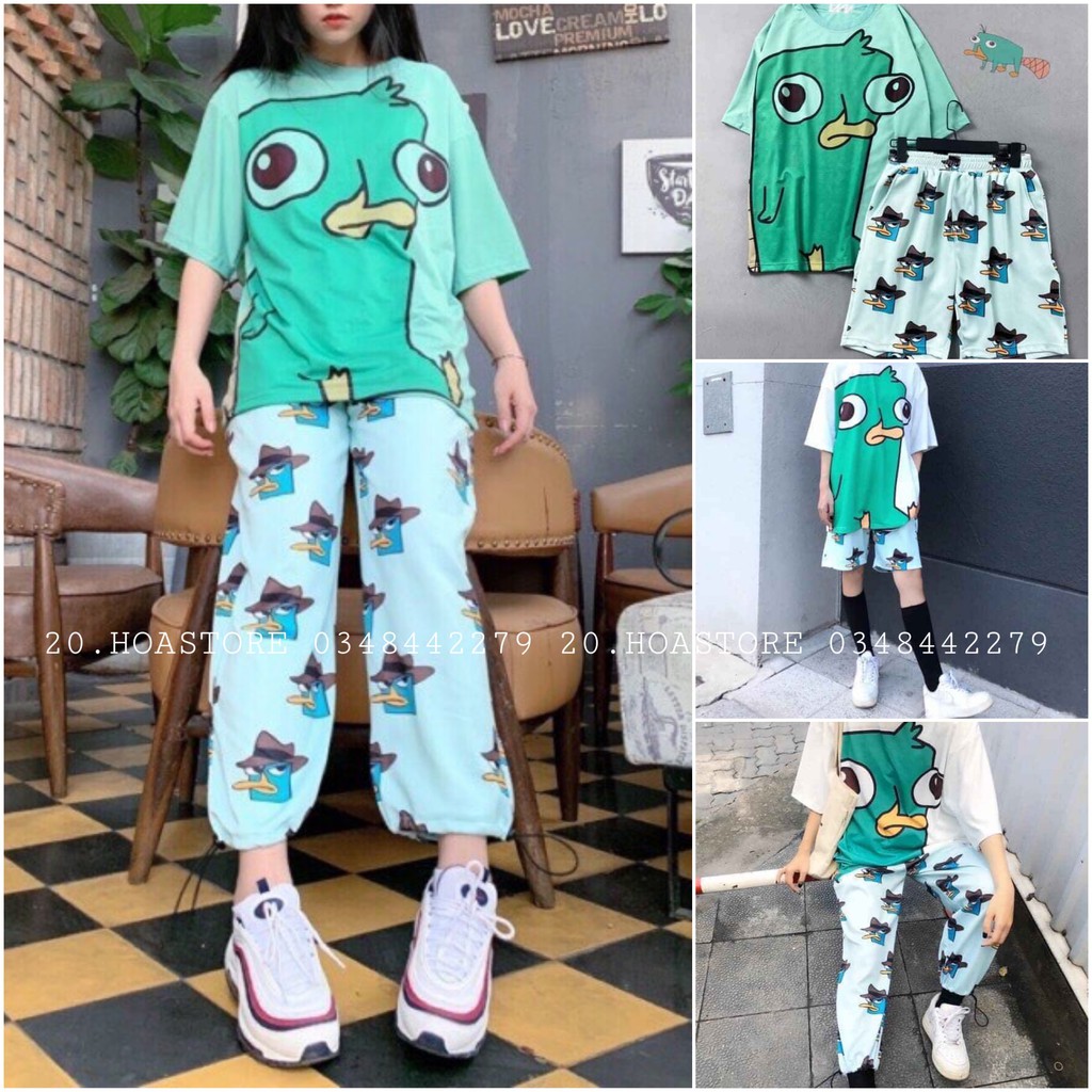 SET ÁO THÚ MỎ VỊT PERRY MIX QUẦN DÀI / SHORT CARTOON UNISEX