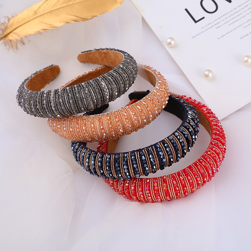 Băng Đô Cài Tóc Bản Rộng Đính Hạt Pha Lê Phong Cách Baroque Sang Trọng Thời Trang Cho Nữ