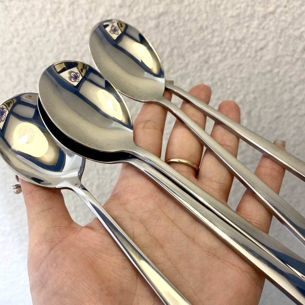Hộp 5 chiếc thìa inox cao cấp sáng bóng  ( chuôi dài siêu cao cấp)