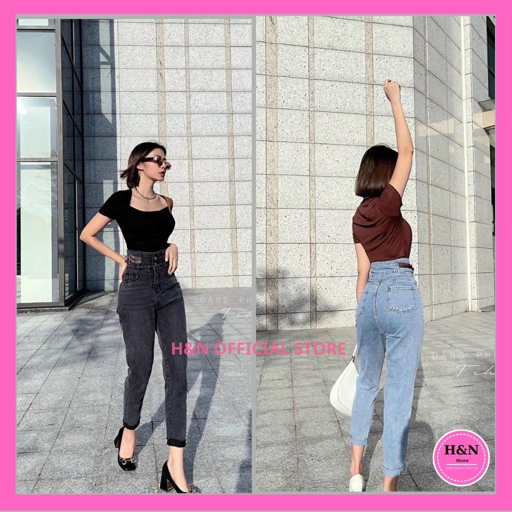 Quần jean nữ baggy lưng cao quần bò nữ cạp cao ống đứng phong cách hàn quốc HN Clothing Q8 | WebRaoVat - webraovat.net.vn