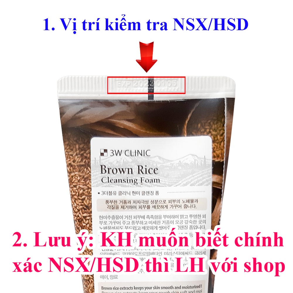 Sữa rửa mặt 3W Clinic chiết xuất từ gạo làm sáng mịn da sạch lỗ chân lông 100ml Hàn Quốc