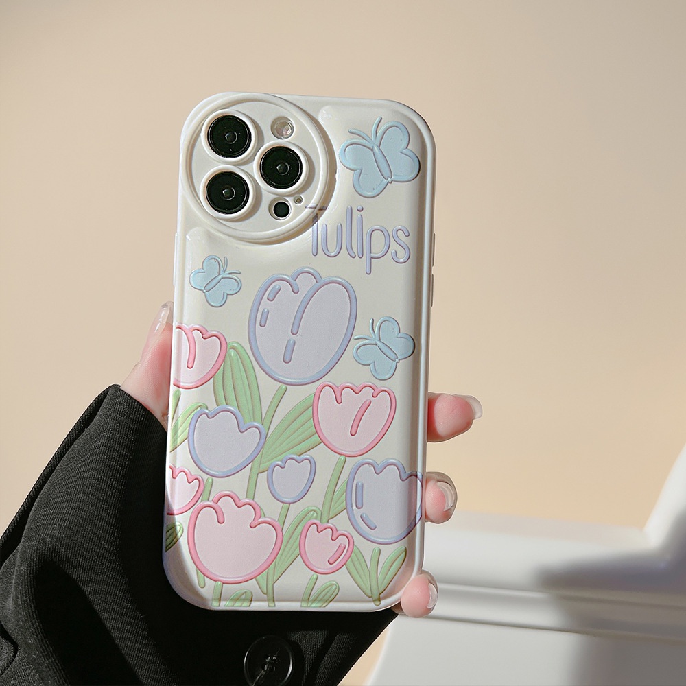 ốp iphone sơn dầu hoa tulip TPu Silicone Case Điện thoại iPhone 11 Pro Max X Xr Xs 7 8 14 Plus Se 2020 12 pro max 13 mini | BigBuy360 - bigbuy360.vn